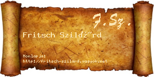 Fritsch Szilárd névjegykártya